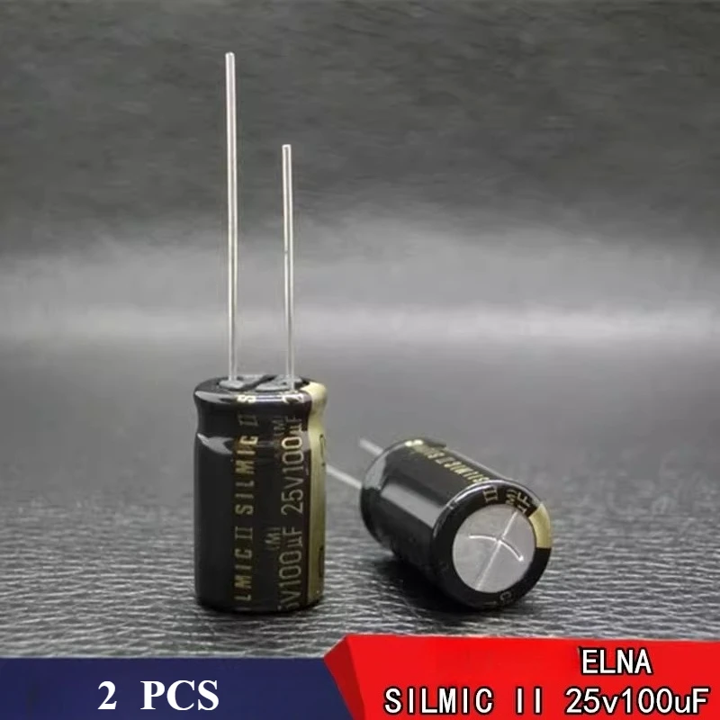 (2pcs ) 100uf25v ELNA SILMIC II 25v100uF Through Hole  Audio aluminum electrolytic capacitor