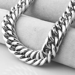 Granny Chic 9/11/13/16/20/22mm Stainless Steel Necklace Curb Cuban Link Silver Color Mens Boys Chain Fashion Jewelry