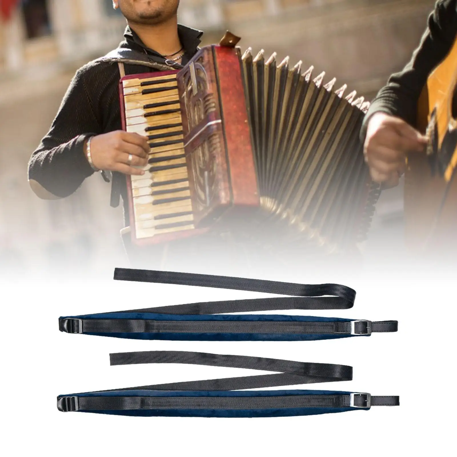 

2Pcs Accordion Straps Accordion Belt Wear Resistant Thick Durable Replacement with Buckles Adjustable for 16-120 Bass Accordions