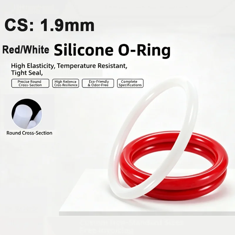 100Pcs Wire Biameter 1.9mm Gasket Washers Food Grade Silicone O Ring Seal Washer Cooker Rubber Insulated Silica Gel OD 5-28mm