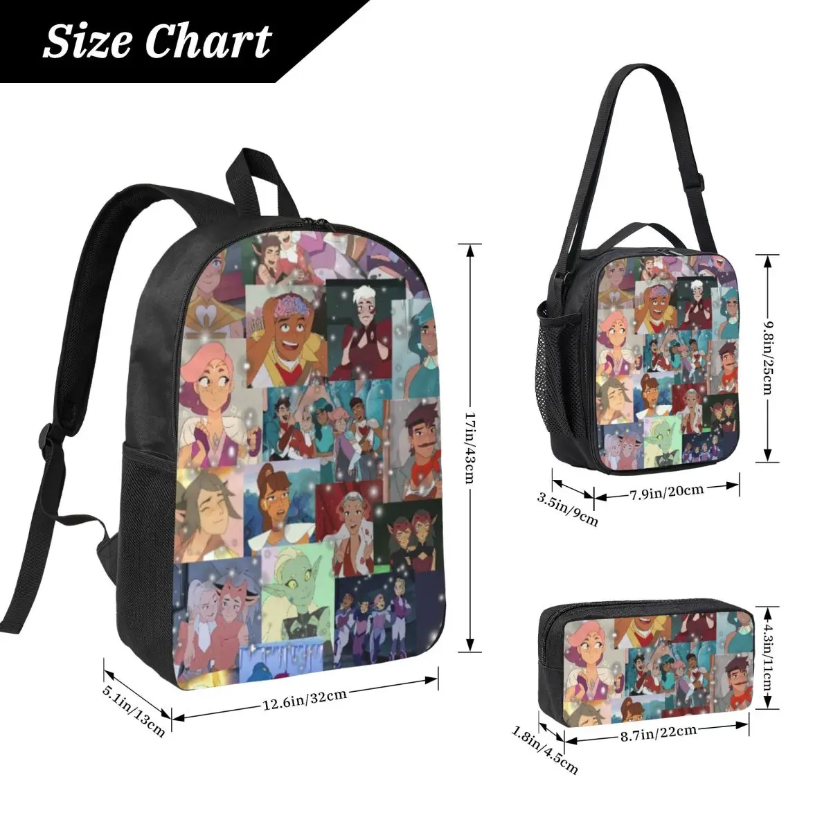 She-Ra And The Princesses Of Power Backpack Set  Pencil Boxes Bookbag Sets with Lunch Box For School Students Daypack