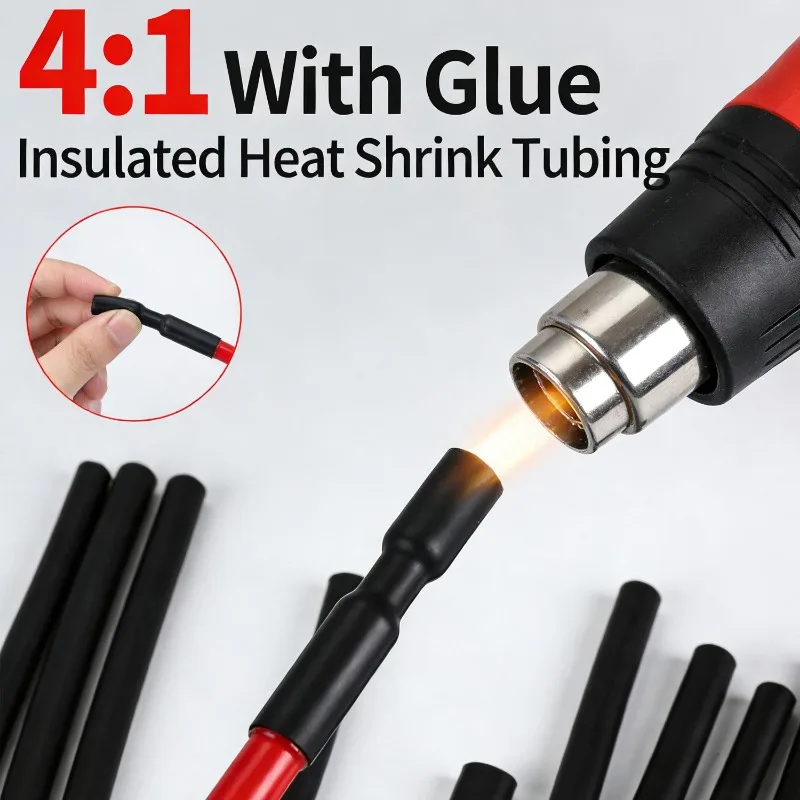 4:1 Adhesive Wire Heat Shrink Tubing Waterproof Insulation Cable Lined Tube Wire Wrap Heatshrink Sleeve Tube Cable Protector