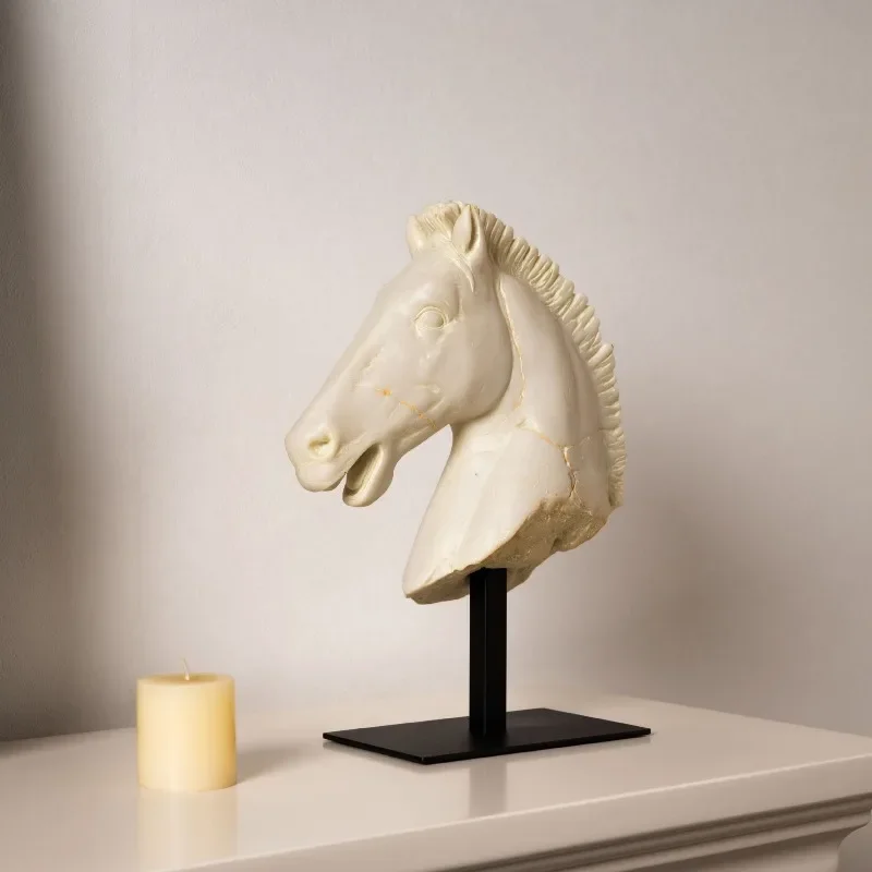 Resin Modern Entrance Hall Ornament Horse Head Modelling Figurines Study Room Aesthetic Luxury Sculptures Valentine Gift Ideas