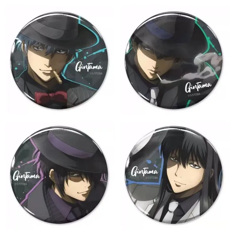 Hot Anime GINTAMA Figures Sakata Gintoki Hijikata Toushirou  Cosplay Metal Badge Bag Pins Fans Christmas Brooch Gifts 6CM