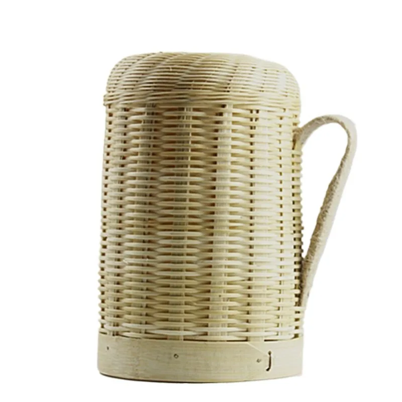For Household Thermos Shell, Bamboo Woven Purple Warm Thermos Shell 1.6 Liters 1.3L Bottle Shell