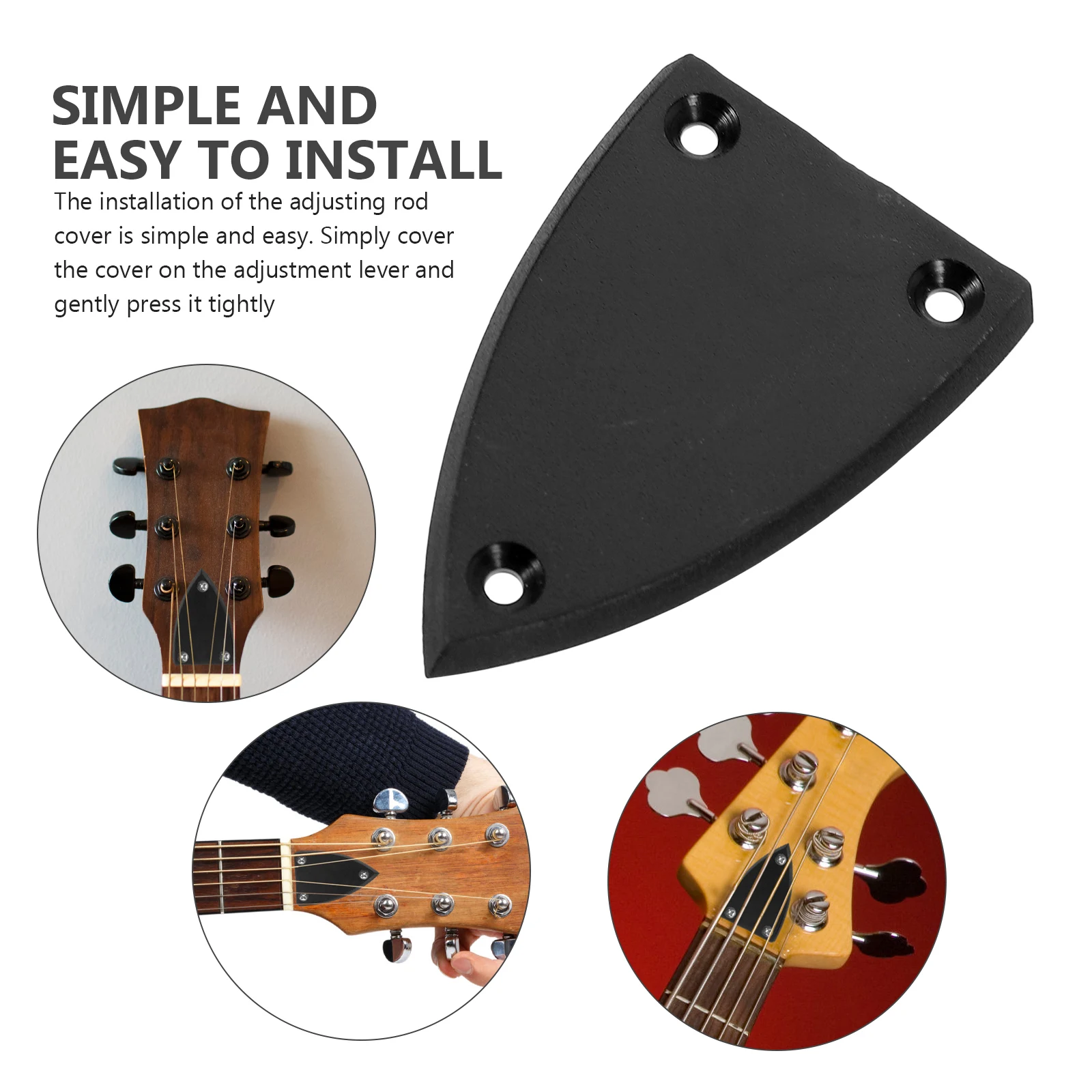 

2pcs Electric Guitar Truss Rod Cover Plate 3 Hole Black Replacement For Guitar Repair Parts Accessories Lightweight Durable For