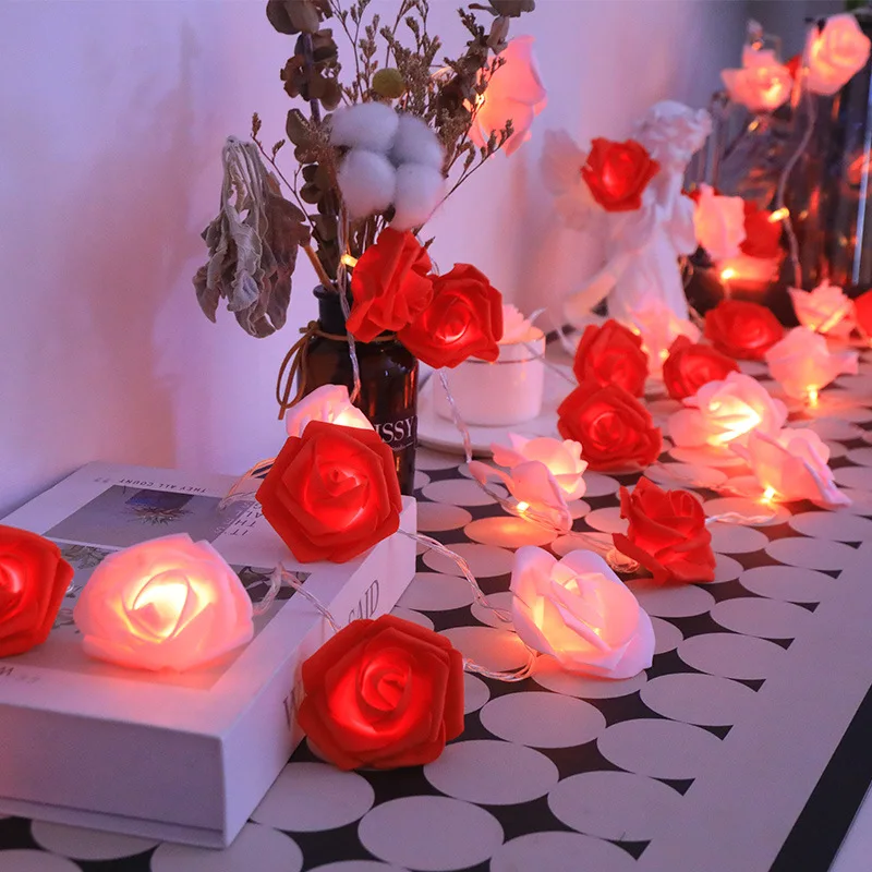 

Romantic Rose Flower String Lights 3M 20LEDs - Perfect Ambient Lighting for Proposal Wedding Valentine's Day Home Holiday Decor