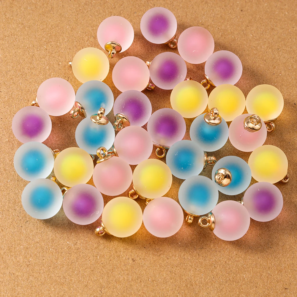 

10pcs Candy Color Frosted Ball Charms Pendants for Making Earrings Necklace DIY Kid's Jewelry Accessories