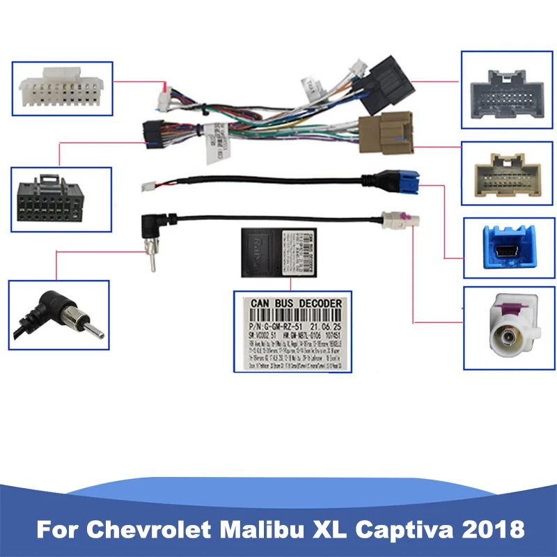 

For Chevrolet Malibu XL Captiva 2018 Car Radio Wiring Harness Canbus Decoder Power Cable Adapter Kit