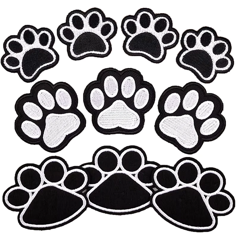 5pcs Dog Paw Embroidered Patches Iron On Patches Girls Boys Clothes Stickers Sewing Backpack Cute Cat Claw Badge Accessories