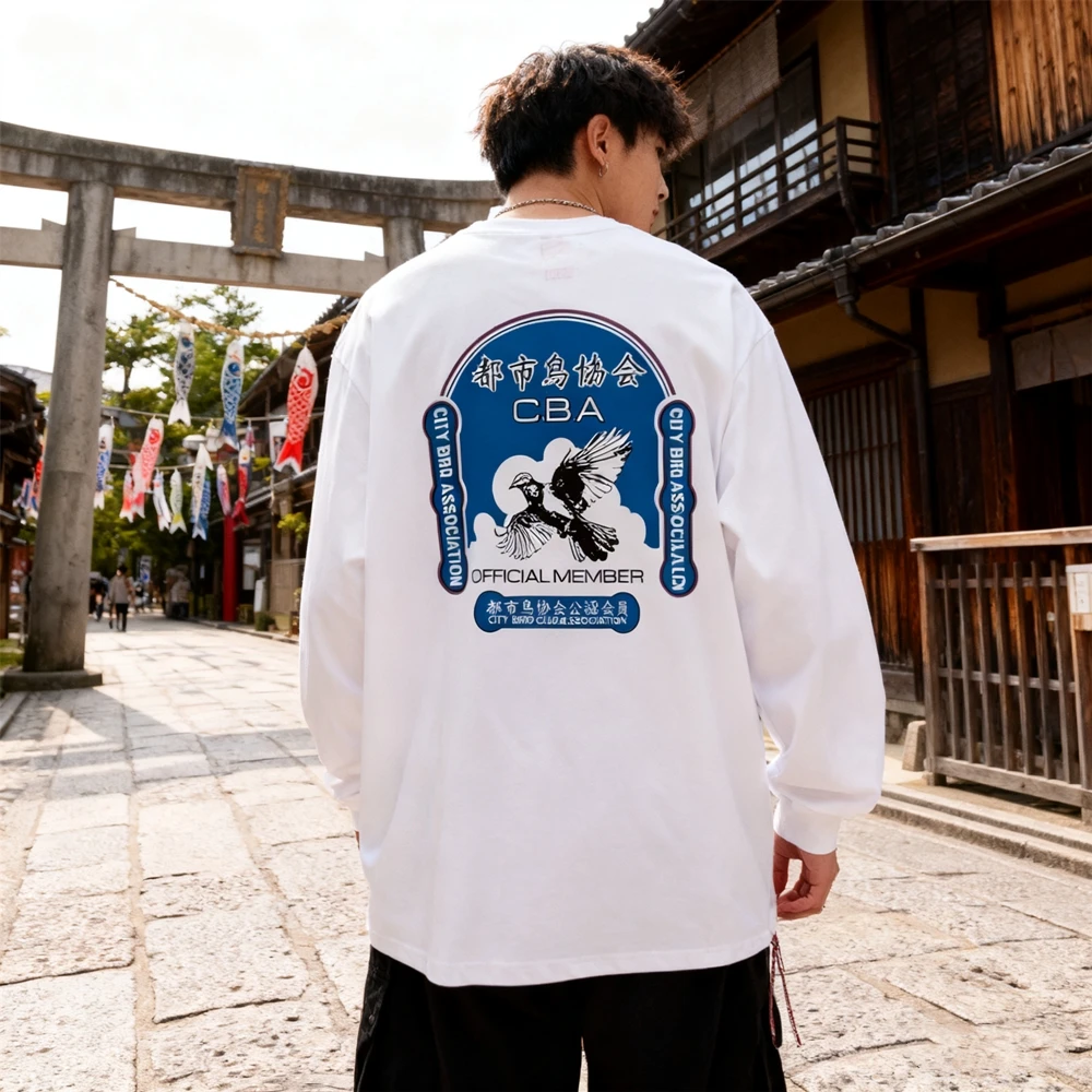 

KUCLUT 1:1 300GSM Luxury Brand Best Quality Printed Long Sleeves Tee Casual Oversize Loose Tops 100%Cotton T Shirt Men Woman