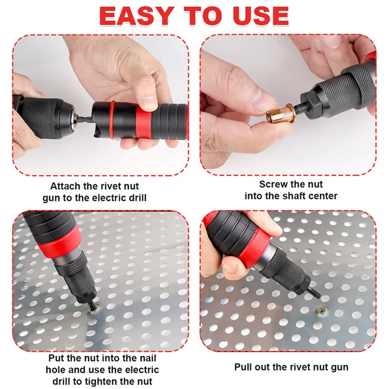 IALJ-Rivet Nut Tool Converter M3 M4 M5 M6 M8 M10 Electric Rivet Nut Gun Adapter Plug-In Nut Quick Riveting Tool