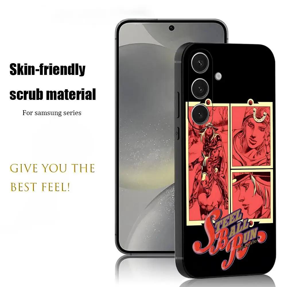 Anime Steel Ball Run JOJO Phone Case For Samsung Galaxy S26 S25 S24 S23 S22 S21 Plus Ultra Note20 Soft Black
