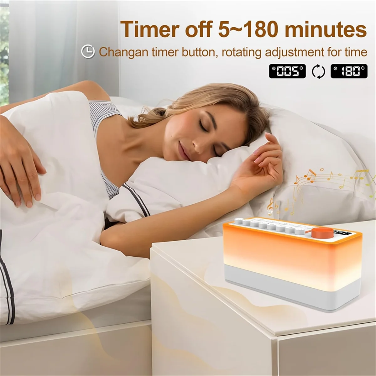 High-end White Noise Sleep Sound Machine with 8 Nature Sounds, Portable Bluetooth Speaker, 12 Colors Night Lights