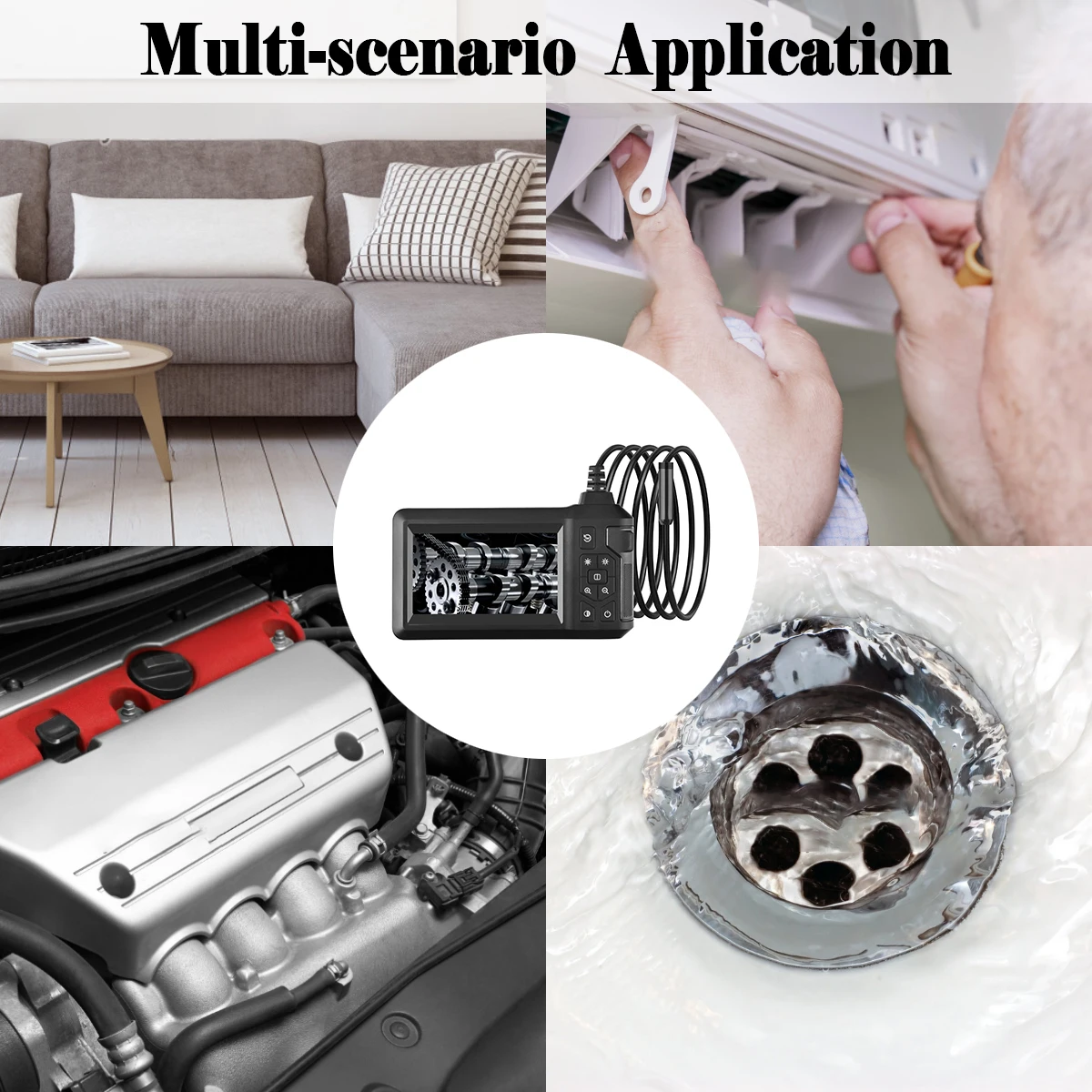 1080P Single Dual Lens Inspection Sewer Automotive Drain Piping Endoscope Hd Camera With Screen Industrial For Cars Equipment