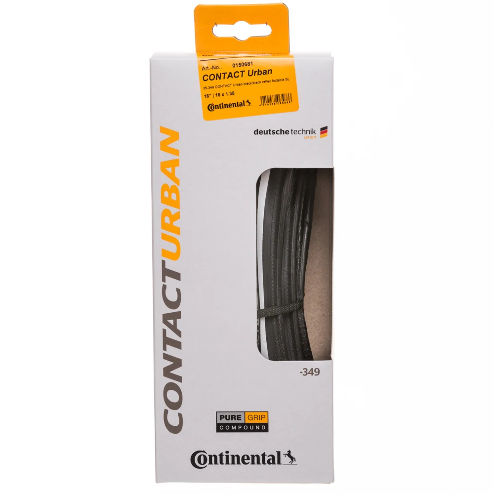 CONTINENTAL CONTACT URBAN 16x1.35 Pneu 35-349 Folding Bicycle Tire Black/Cream Safety Pro E-BIKE Tyre Road Cycling Parts