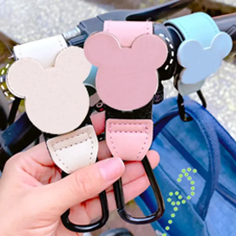 1/2pcs Baby Stroller Hooks Clips PU Leather Rotatable Cart Organizer Pram Hook Pram Rotate 360 Degree Stroller Accessories