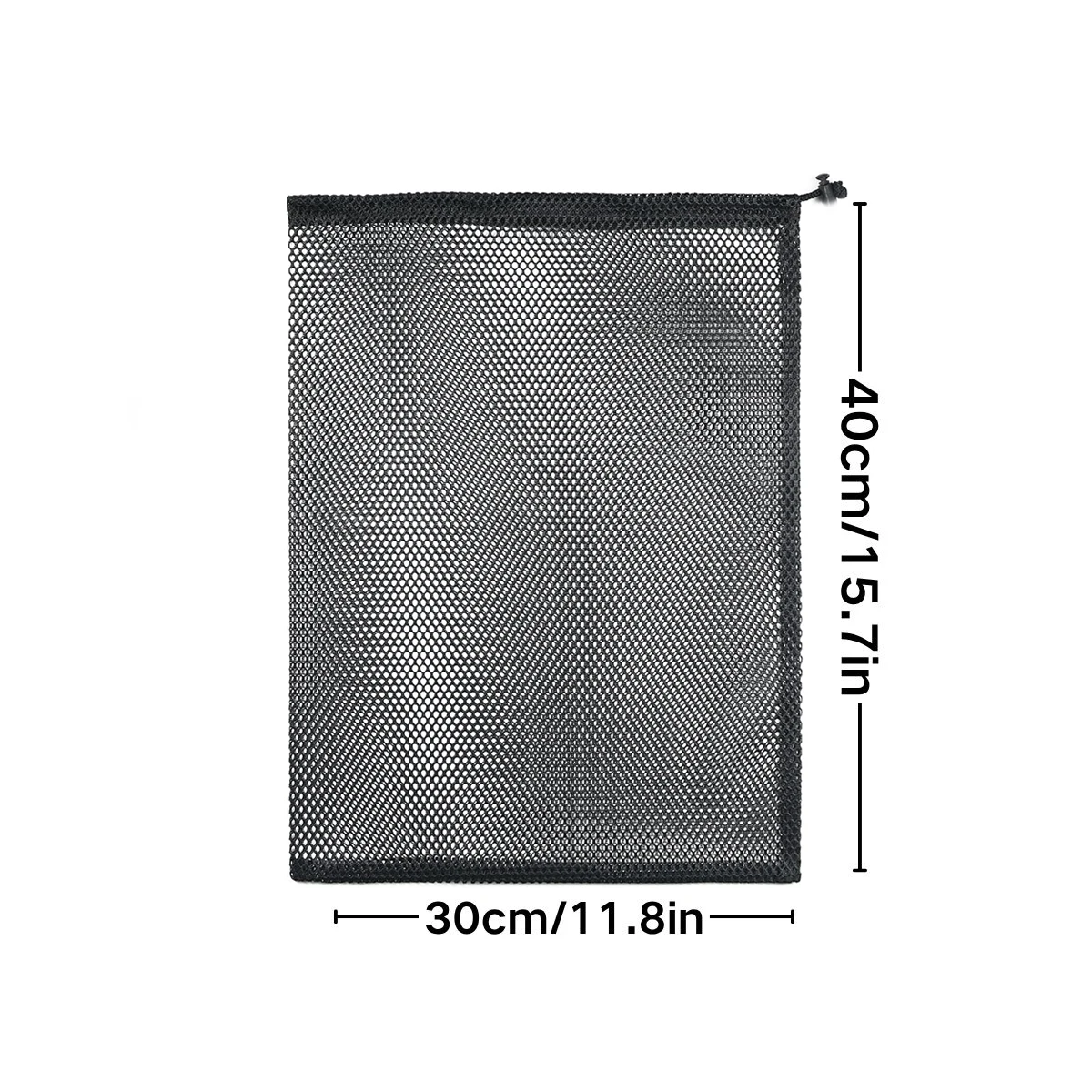 10Pcs 30x40cm Drawstring Mesh Storage Bags, Black Nylon Organizer Pouches with Safety Lock, Versatile for Home, ZSY