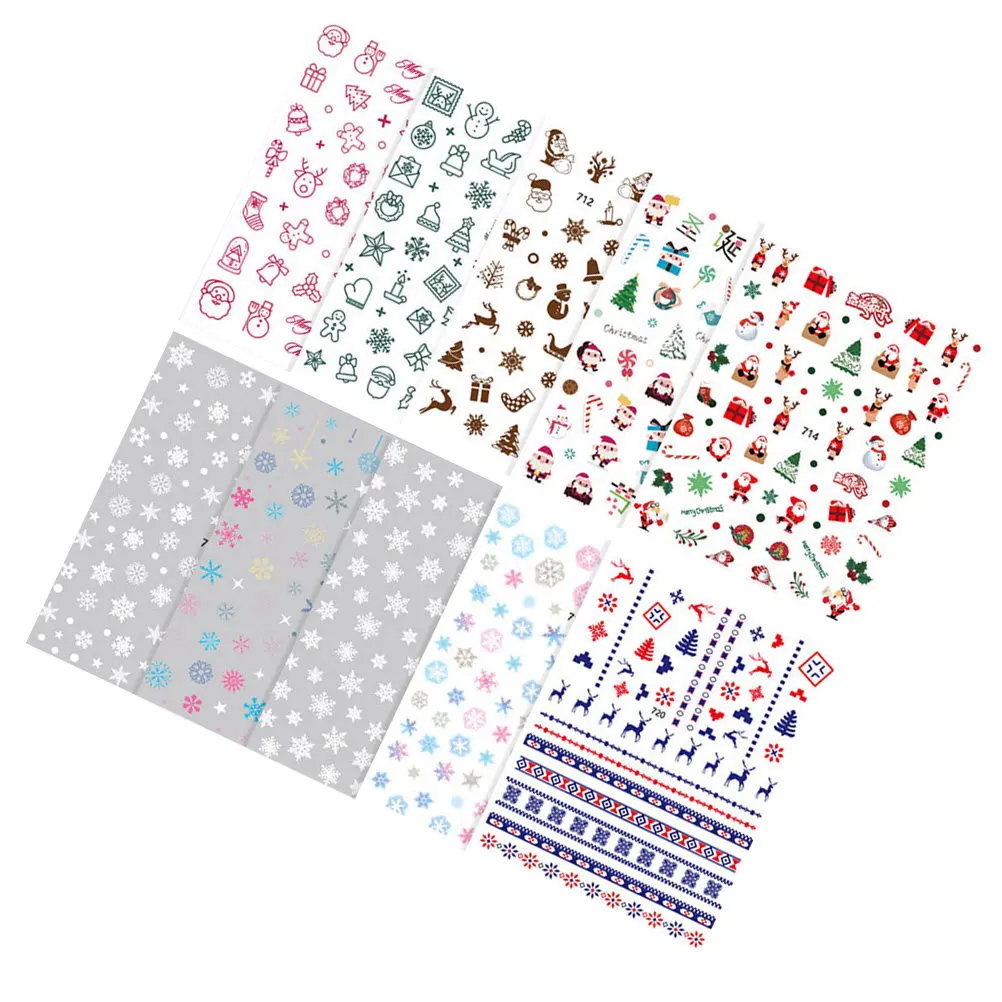 

10 Sheets Self Adhesive Nail Stickers Women Christmas Manicure Premium Art Decals Easy Apply Natural Artificial Nails Suitable