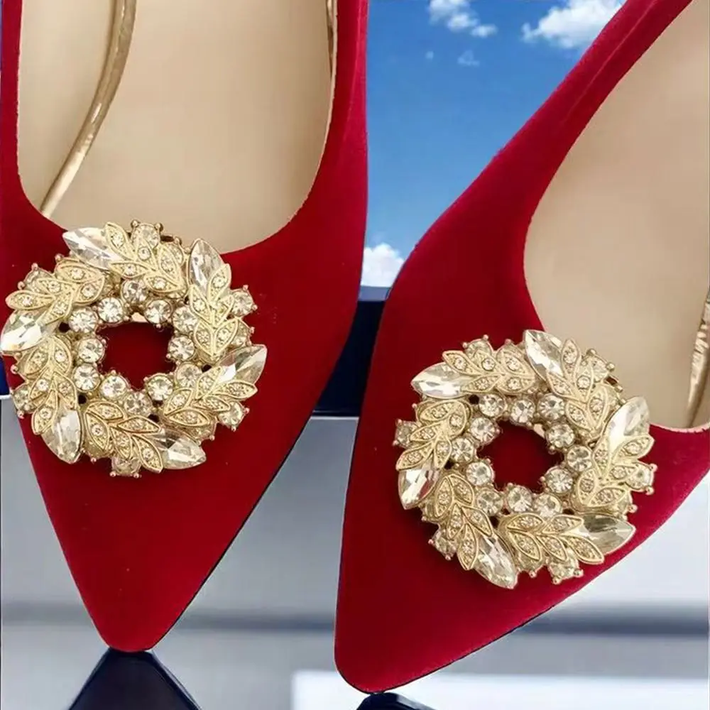 Fashion Rhinestones Shoe Clips Crystal Removable Charm Buckle Shoes Decorations for Women Lady