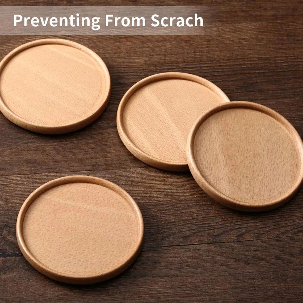 1x Wooden Coaster Tea Coffee Cup Pads Placemats Decor Walnut Wood Coasters Durable Heat Resistant Round Bowl Teapot Mat