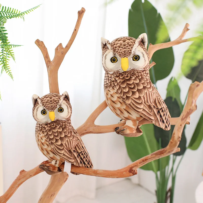 Nice Simulation Owl Plush Toy Soft Stuffed Lifelike Doll Desktop Pet Funny Children's Performance Game Props Birthday Gift