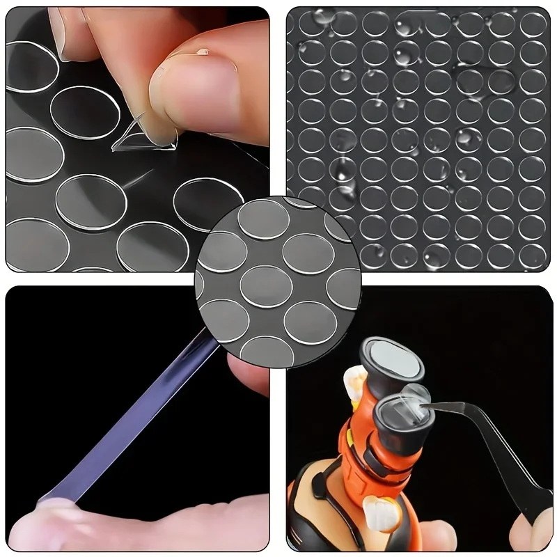 Round Fully Transparent Double-Sided Adhesive Dots: Waterproof Adhesive Dot Stickers That Can Be Removed Without Residue,
