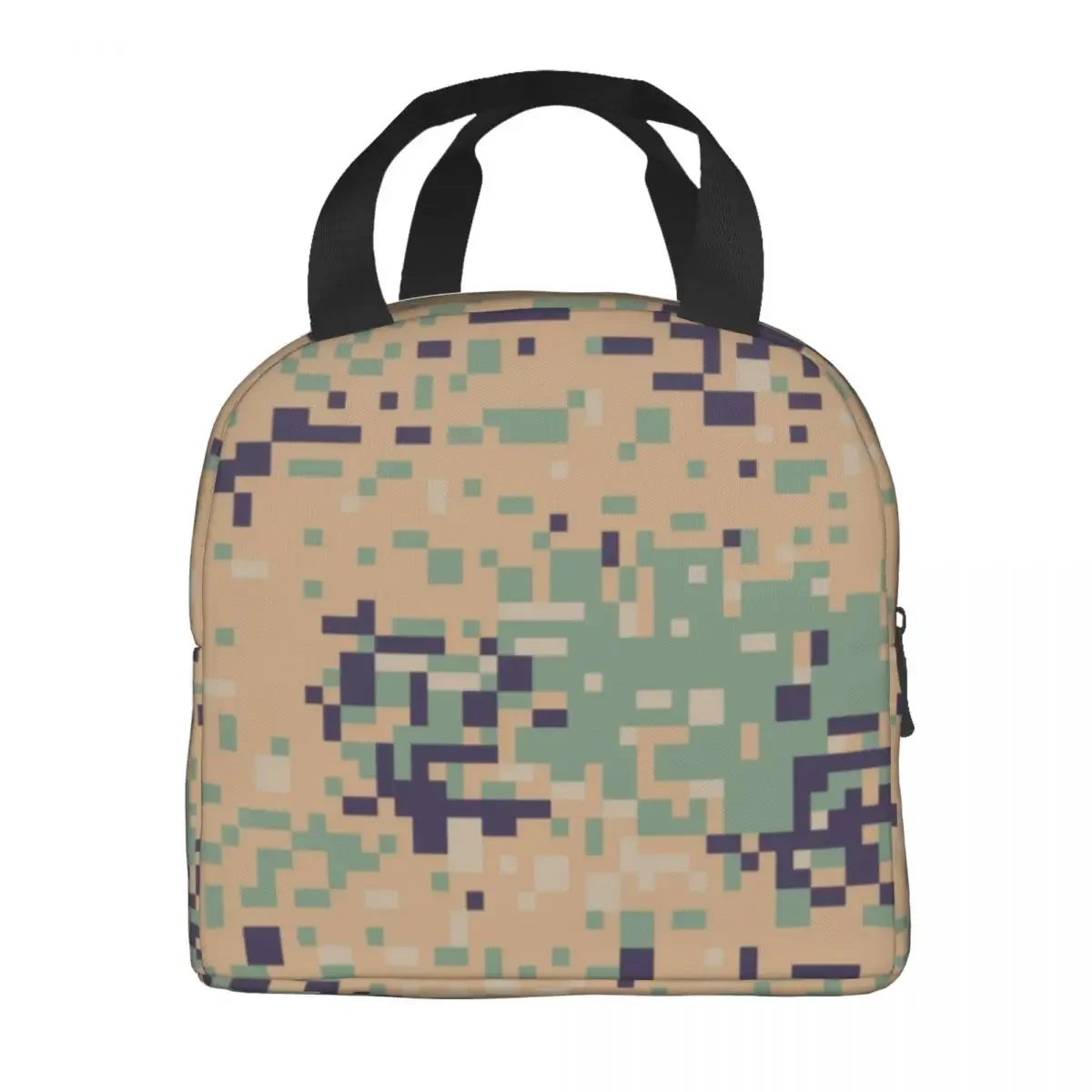 Camouflage Digital Digital Insulated Lunch Bag for Work School Portable Cooler Thermal Bento Box