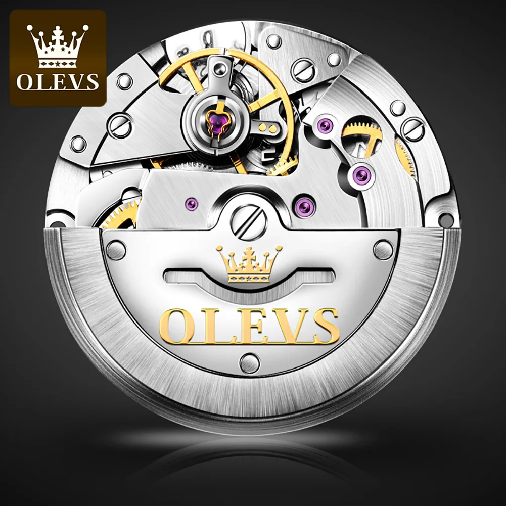 OLEVS Luxury Watch Men Automatic Mechanical Business Male Watch Luminous Stainless Steel Waterproof Montre Homme Original 6630