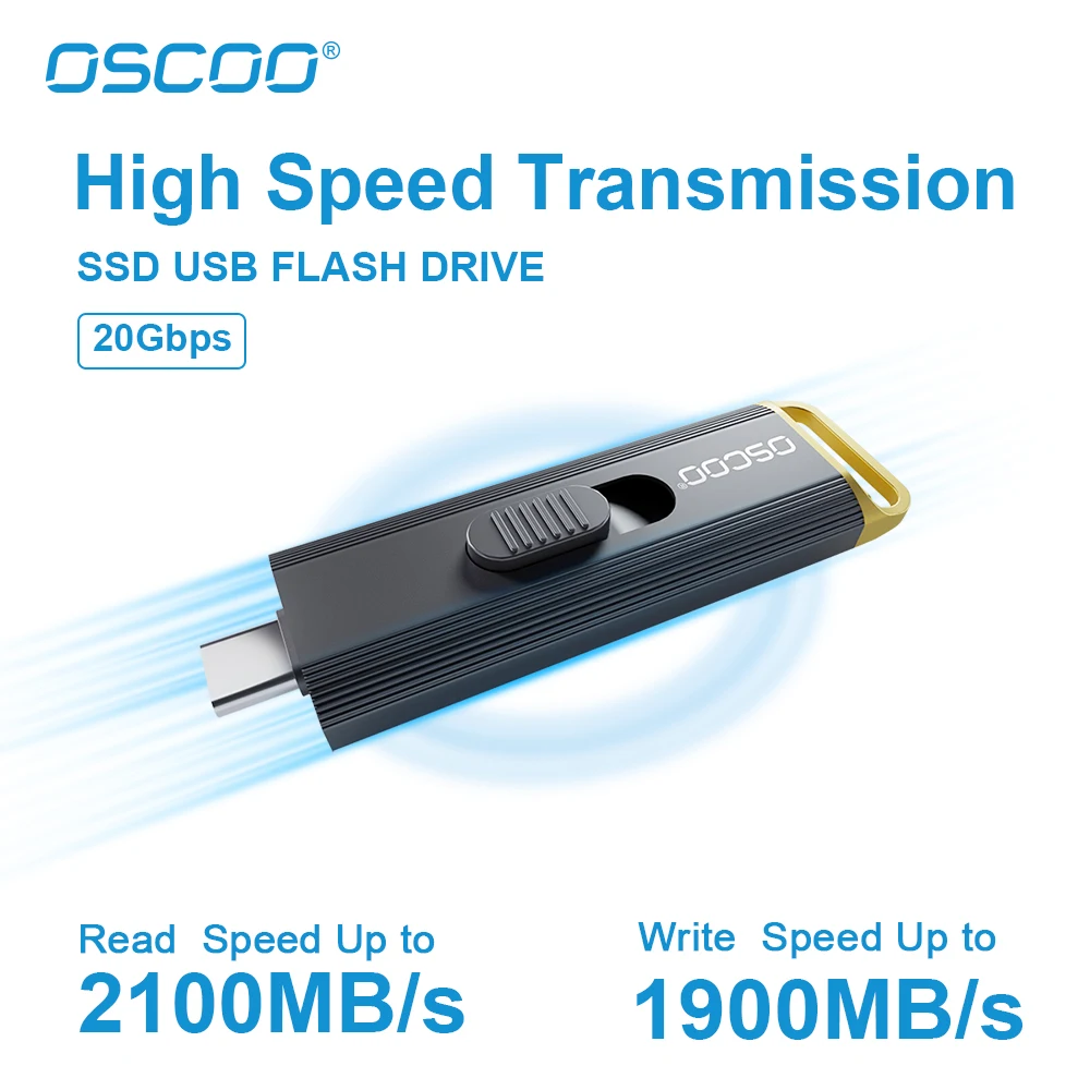 OSCOO 512GB 1TB SSD محرك فلاش USB 20Gbps 3D TLC Nand Flash Type C 3.2 GEN2 * 2 قرص ذاكرة لاسلكي محمول SSD محرك فلاش USB