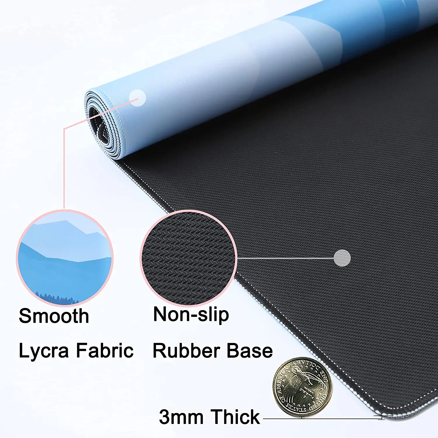 Vector Mountain Desk Mat Large Mouse Pad Extended Gaming Mouse Mat with Non-Slip Base Stitched Eges Mousepad for Computer Laptop