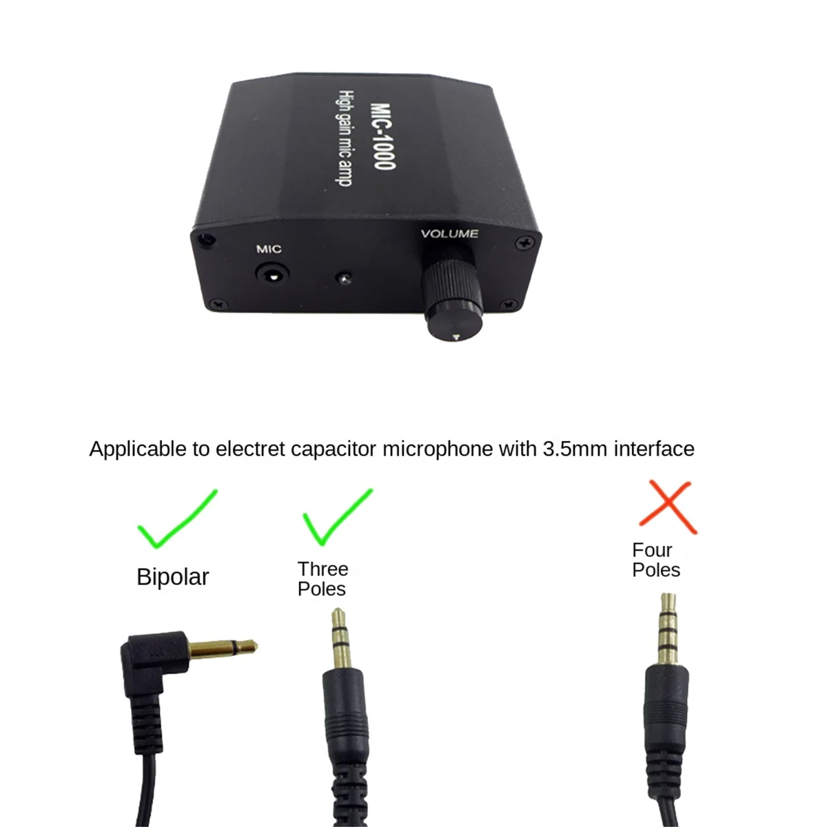 MIC-1000 Microphone Audio Amplifier Gain 1000 Times Amplification Stereo Audio Signal Pre-Amplifier Board