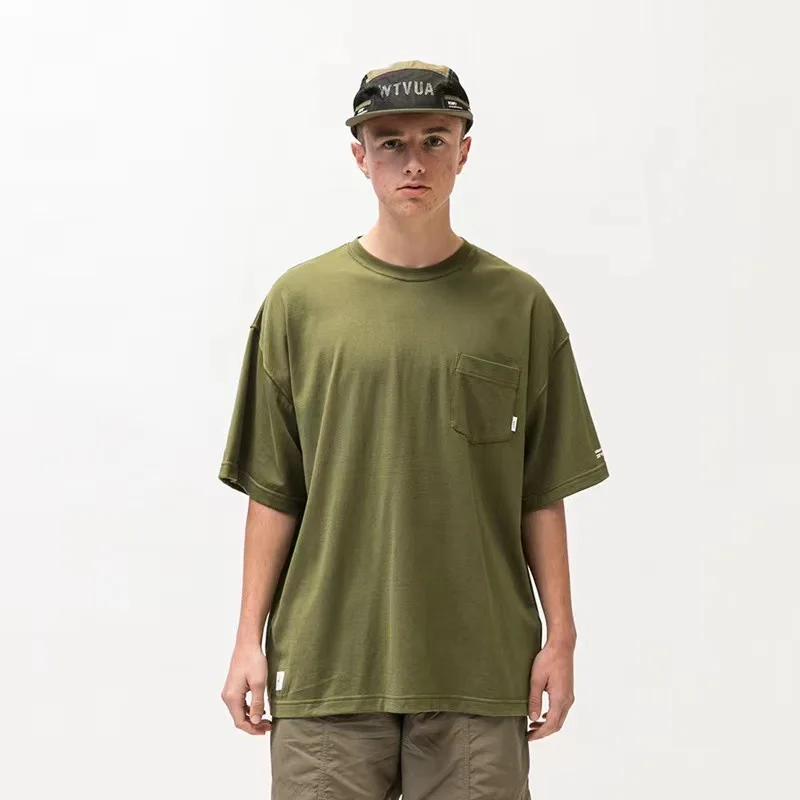 

WTAPS Spring and summer pure color round neck pocket casual cotton short-sleeved T-shirt comfortable sportswear men's fashion