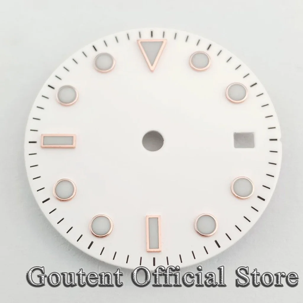 Goutent 28.5mm Sterile Dial White Dial Fit NH35 ETA 2836 2824 DG2813 3804 Miyota 8205 8215 821A 82 series Movement