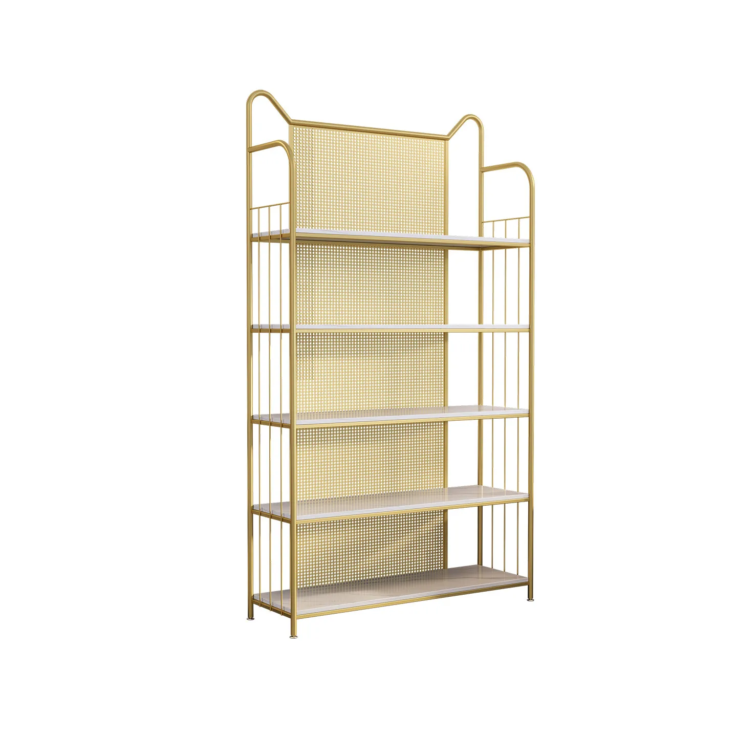 

Wrought iron storage shelves, multi-layer light luxury display racks, living room design sense Hole storage shelves, floor-to-ce