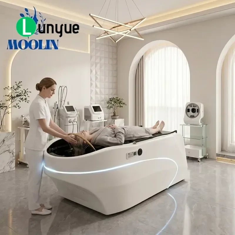Electric Shampoo Bed with Full Body Massage Ceramic Basin Water Circulation Steam Therapy for Hair Spa Chair