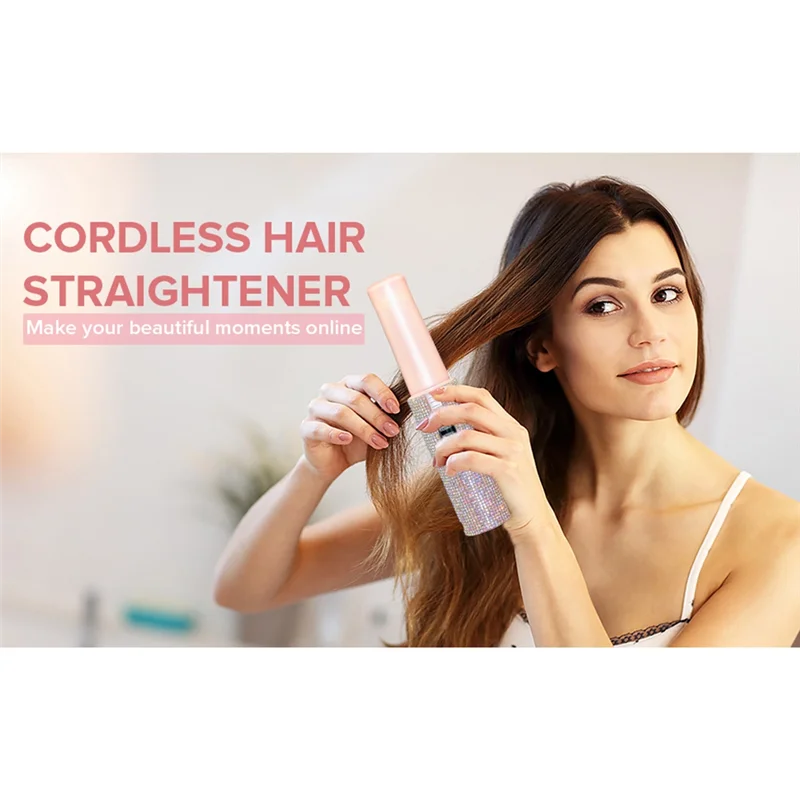

ABFK 2-In-1 Electric USB Hair Straightening Brush Straightener Flat Iron Multifunctional Comb Straightening Styler