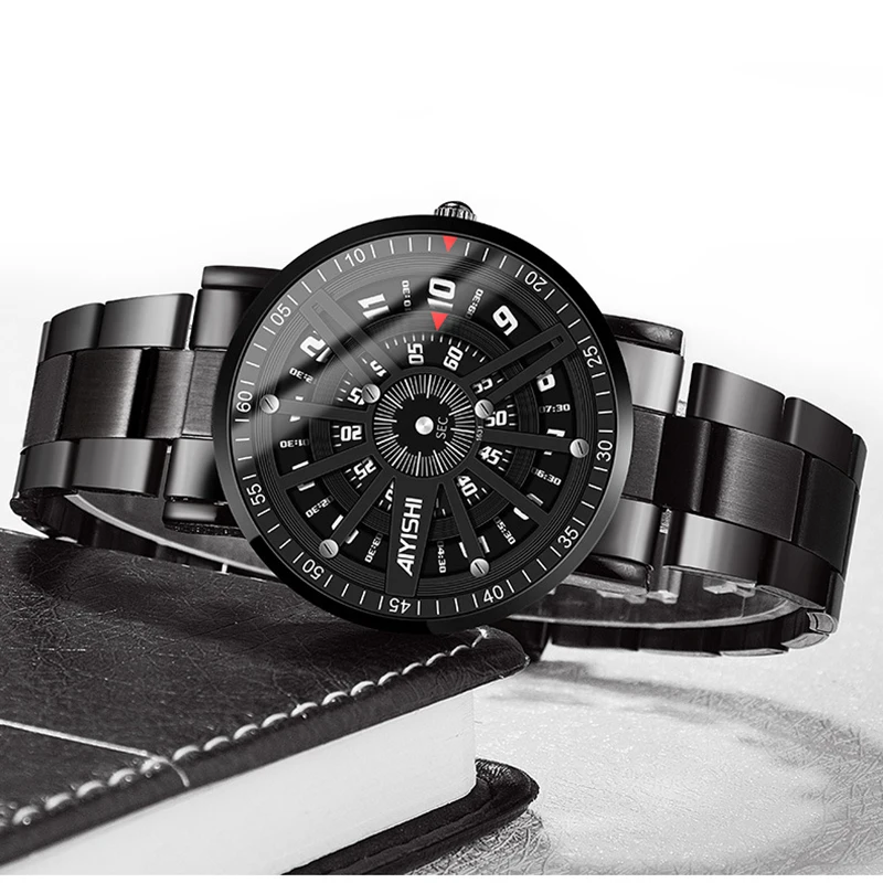 UTHAI CQ284 Fashionable Men Watch Creative Design Waterproof Steel Strip Quartz Watch Cool Clock Gift Watches for Man