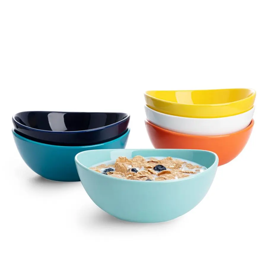 

Набор из 6 фарфоровых мисок среднего размера на 18 унций из 6 хлопьев радужного цвета, десерта, супа, салатников с рисовым усилием, керамических сервировочных мисок