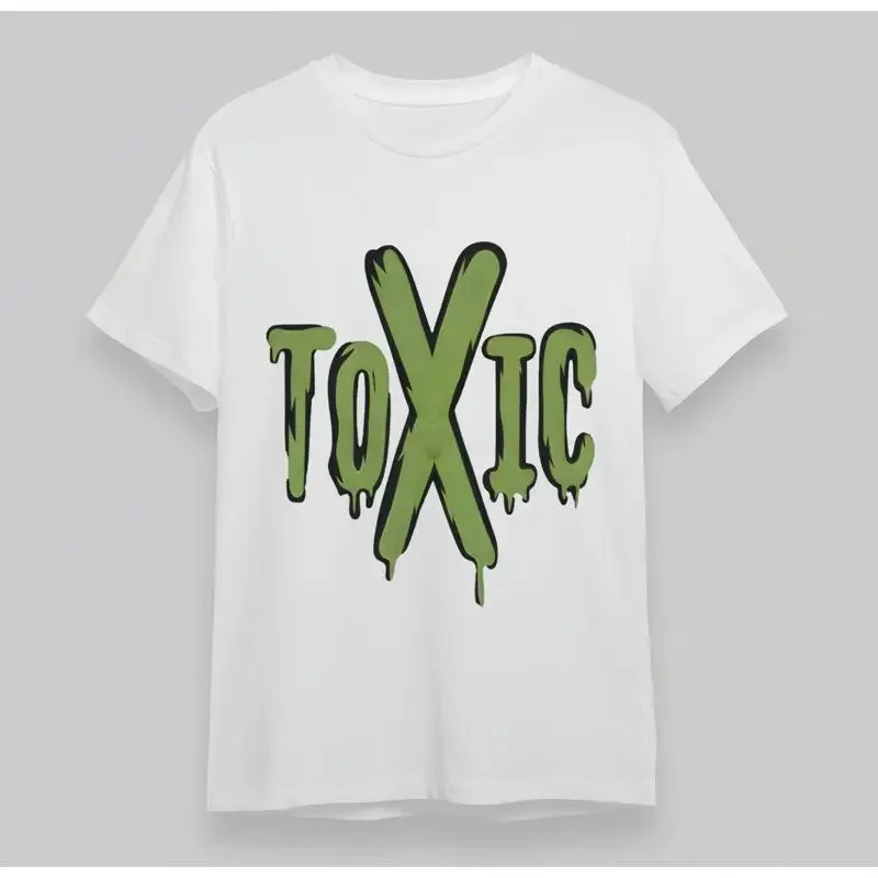 Men'S Toxic Meltdown T Shirt Dripping Green Text Art White Cotton Top