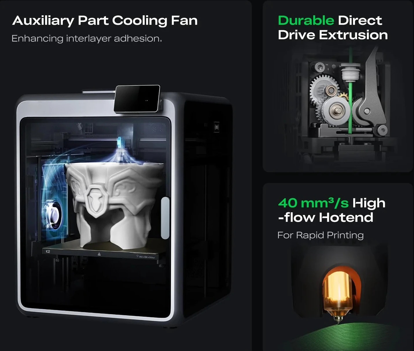 Multicolor Printing with CFS, High-Speed 600mm/s,Smart Auto Leveling, Quiet Printing, 300°C Nozzle，Creality K2 Combo 3D Printer