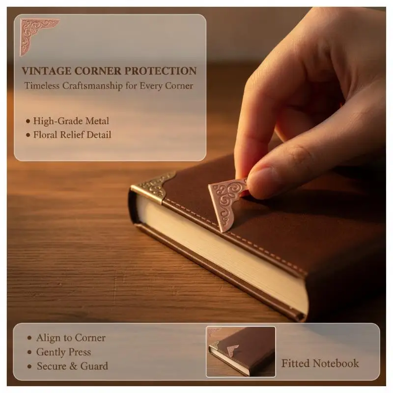 100Pcs Antique Bronze Vintage Metal Corner Protectors Carved Pattern Guards for Book Case Gift Box Photo Frame Crafts