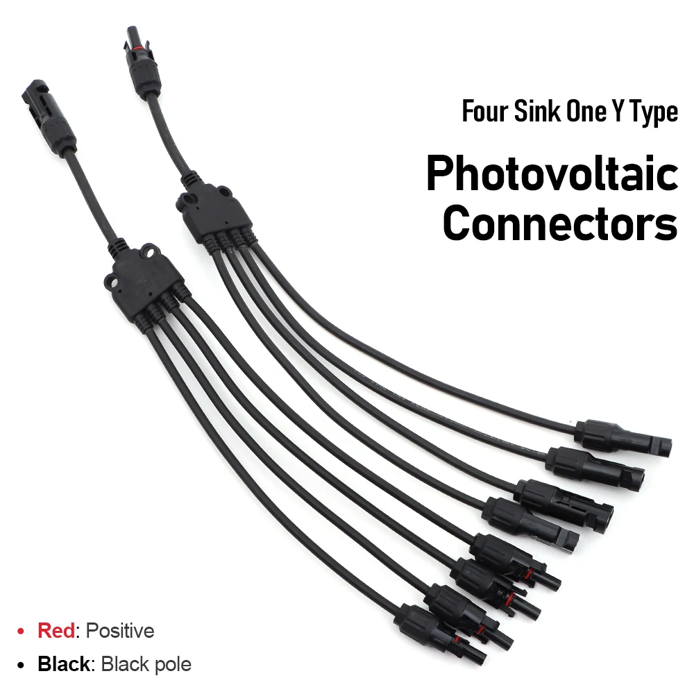 4 to 1 Y-Type Solar Photovoltaic Branch Cable Connector 1000V Adapter for Domestic Solar Power Generation