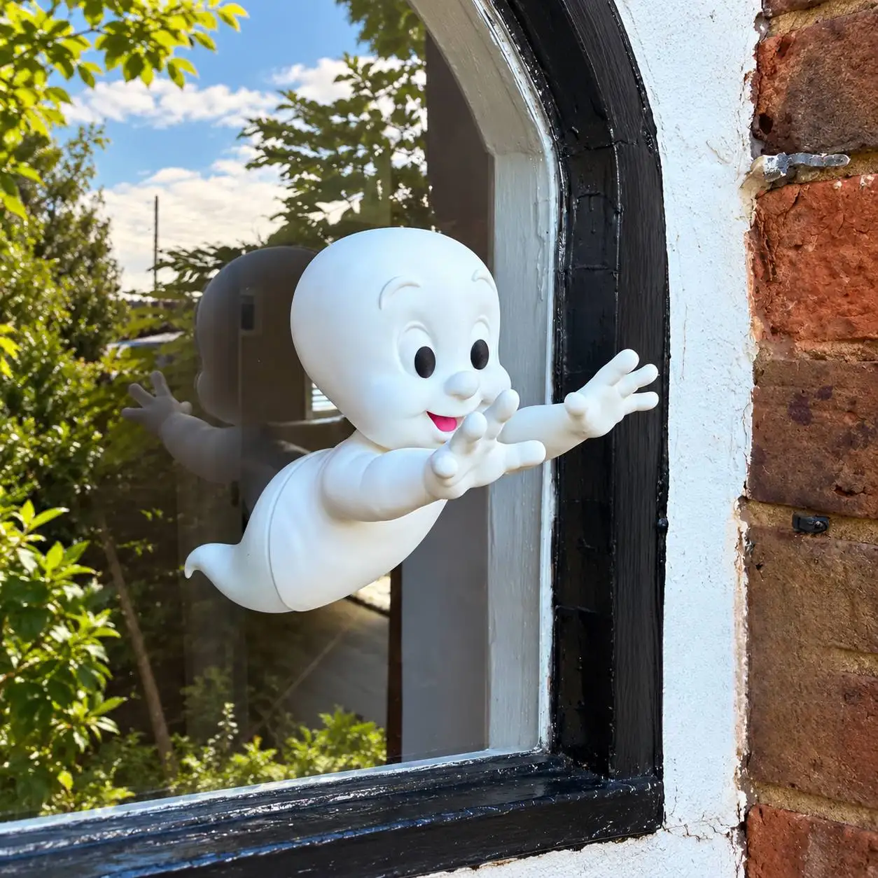 3D Flying Through Window Ghost Decoration Spooky White Phantom Hanging Ornament for Front Door Glass Cabinet Halloween Party
