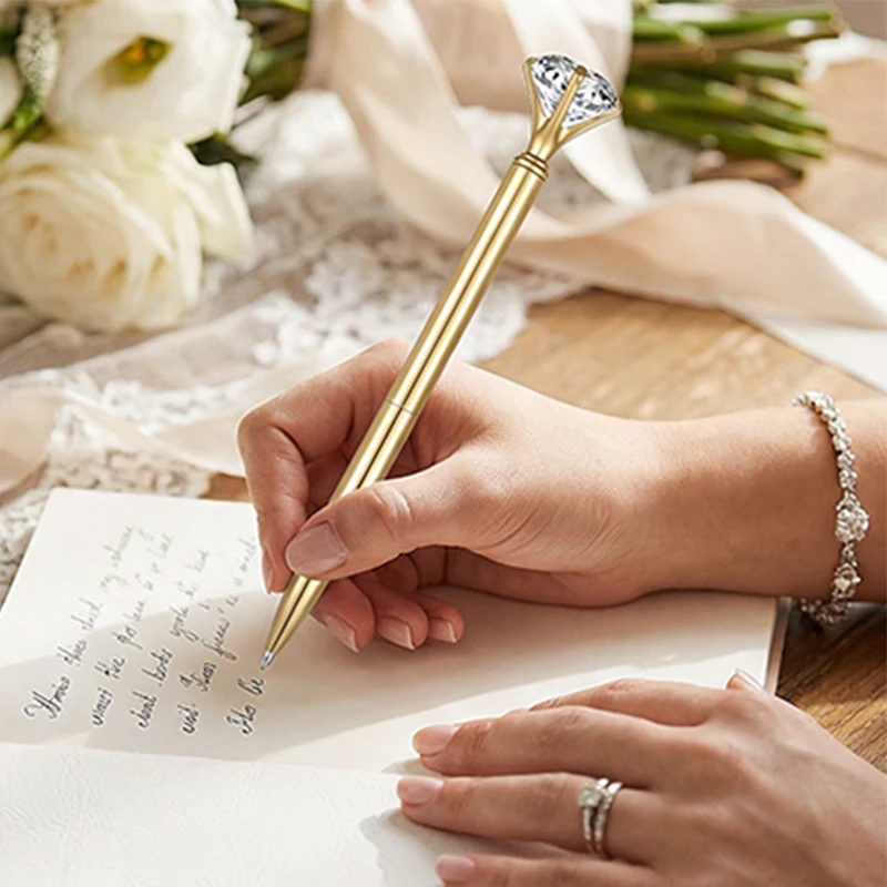60Pcs Bling Crystal Diamond Metal Writing Pens, Rotatable Retractable Ballpoint Pens
