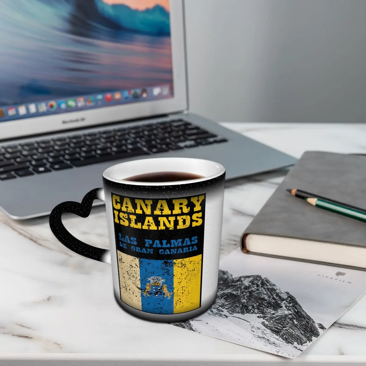 Taza de cerámica con bandera de España, Oceano, Islas Canarias, tazas de café divertidas, tazas de té, taza de leche, regalos para mujer y hombre