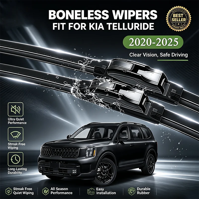 Windshield Wiper Blades Set For Kia Telluride ON 2020-2025 Front Premium Rubber Direct Replacement All-Weather Pair