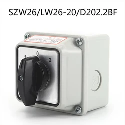 SZW26/LW26-20/D202.2BF 1-0-2 3Position 8Terminals Changeover Rotary Cam Switch With Waterproof And Dustproof Sealed Box 660V 20A