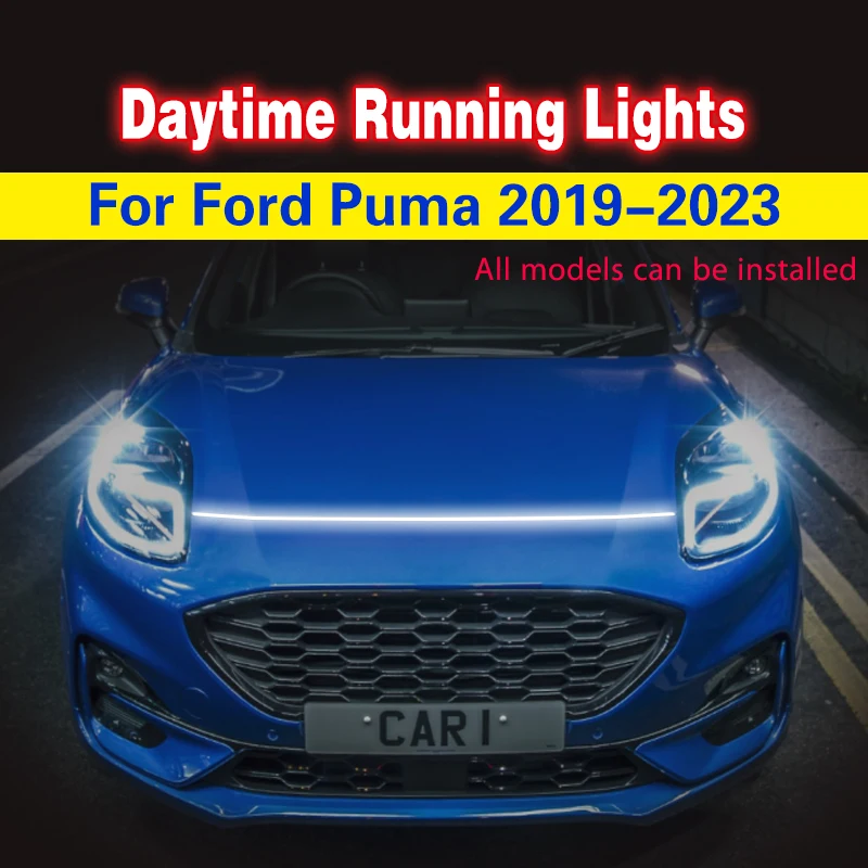 For Ford Puma 2019-2023 Car LED Daytime Running Light DRL Waterproof Flexible Fog Lamp Light Strip 12v Decorative Ambient Lamp