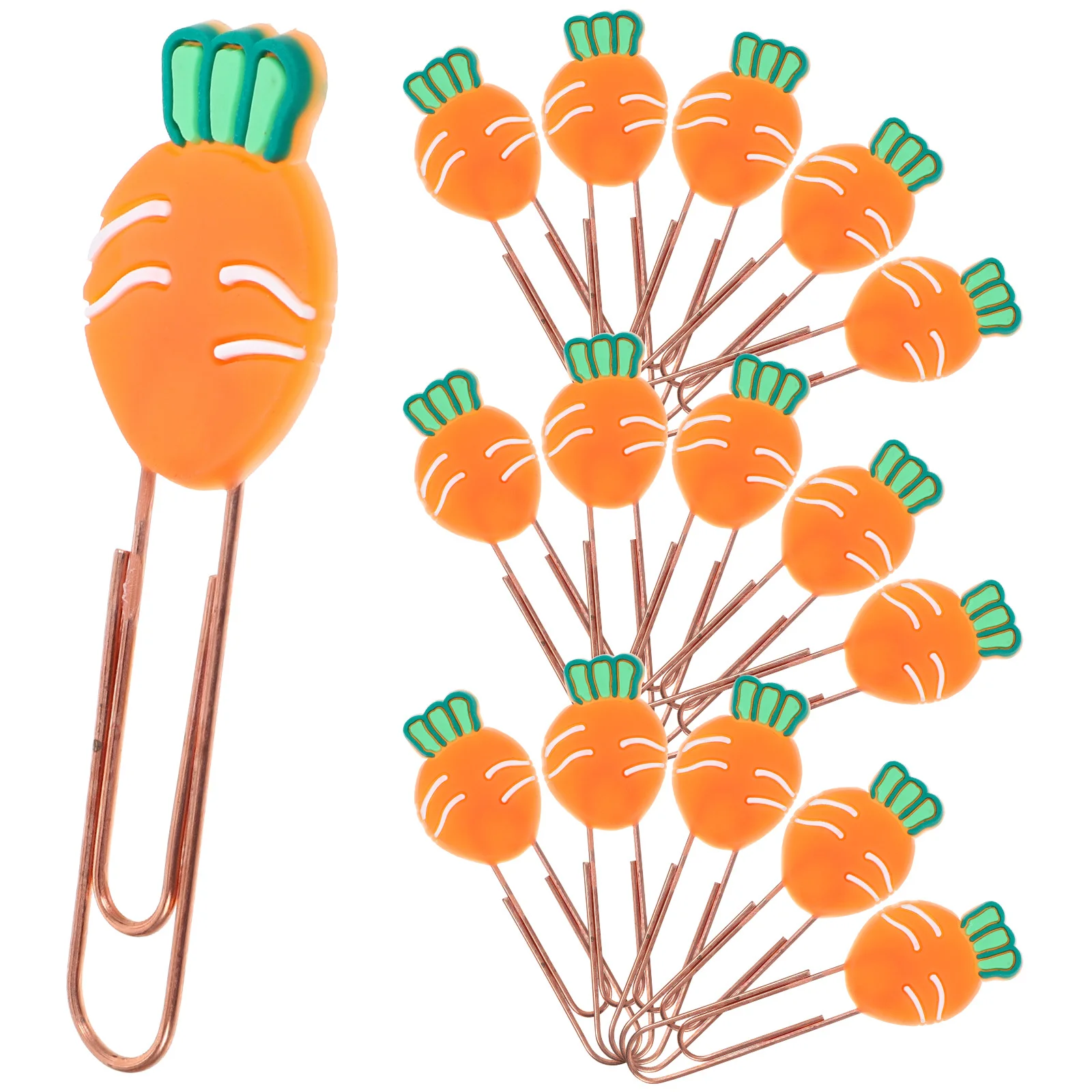 

20Pcs Kawaii Carrot Bookmarks Mini Metal Paper Clips Decorative Office Supplies for Students Teachers Desk Accessories